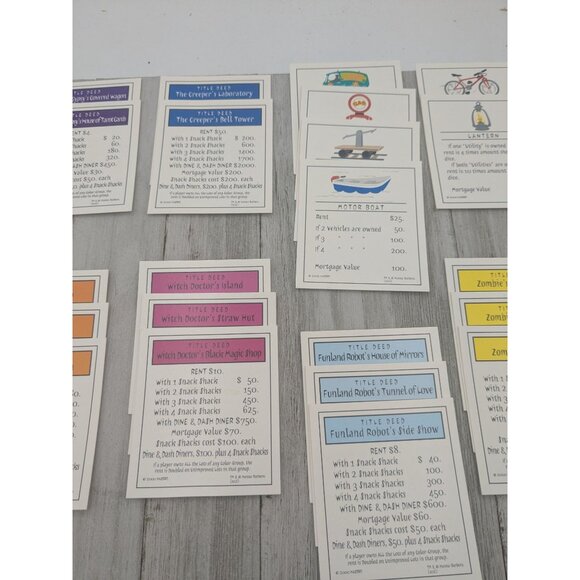 Vintage Monopoly Scooby-Doo Ed Game Replacement Property Cards Complete - Picture 3 of 9